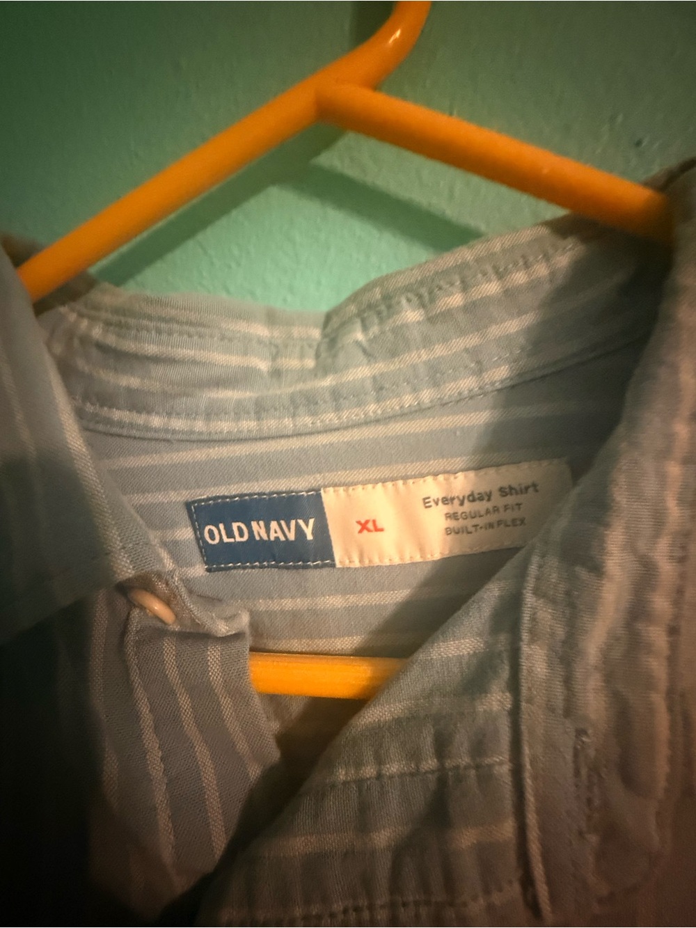 Old Navy Light Blue and White Striped Casual Button-Down Shirt